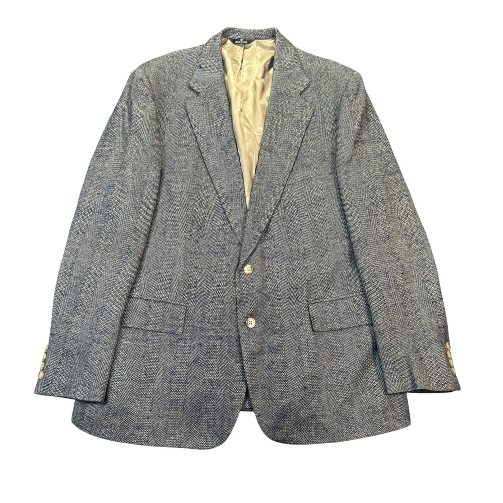 Vintage Polo University Club Ralph Lauren Blazer Blue Herringbone Made in USA